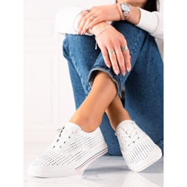 VINCEZA sneakers i genombrutet läder vit 1