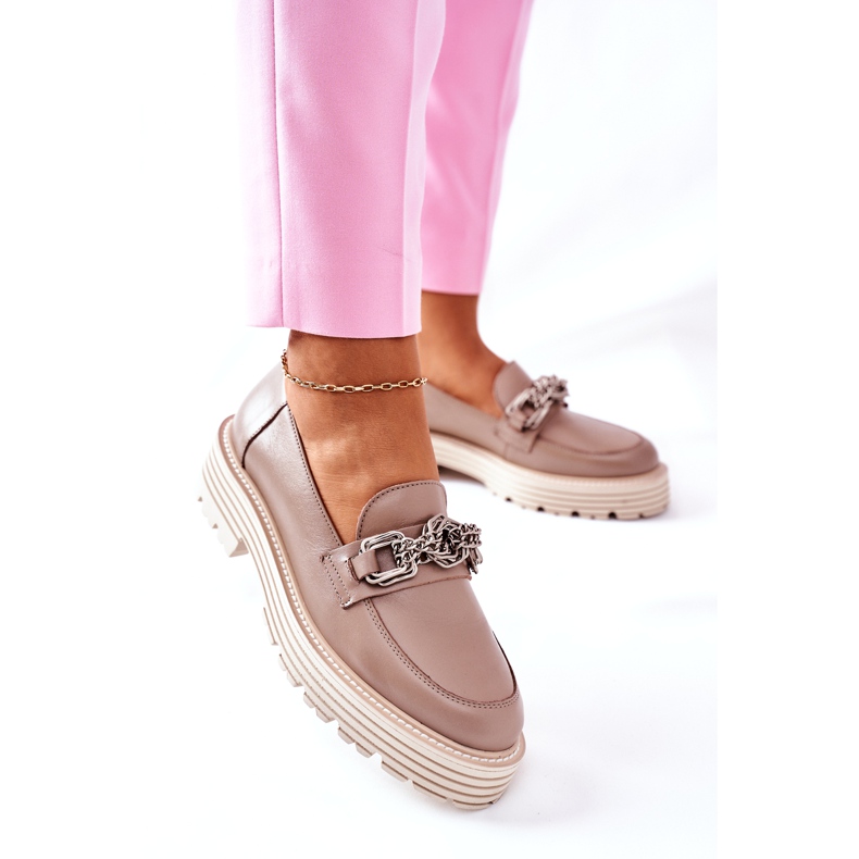 Dam Brogues Loafers Läder Mörk Beige Laura Messi 2383 3