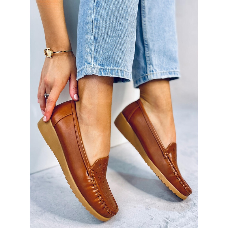 Cukki Camel genombrutna loafers för damer brun 1