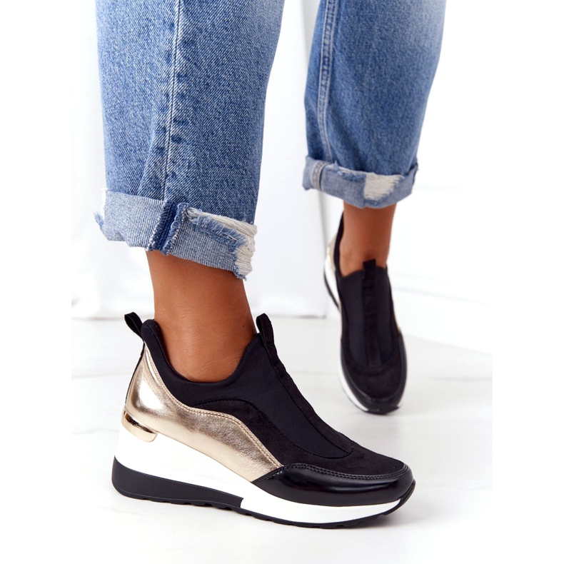 Evento wedge sneakers 21PB35-4000 svart gyllene 2