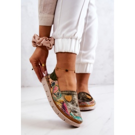 Läder Loafers för kvinnor Maciejka 05434-09 Grön mångfärgad 1