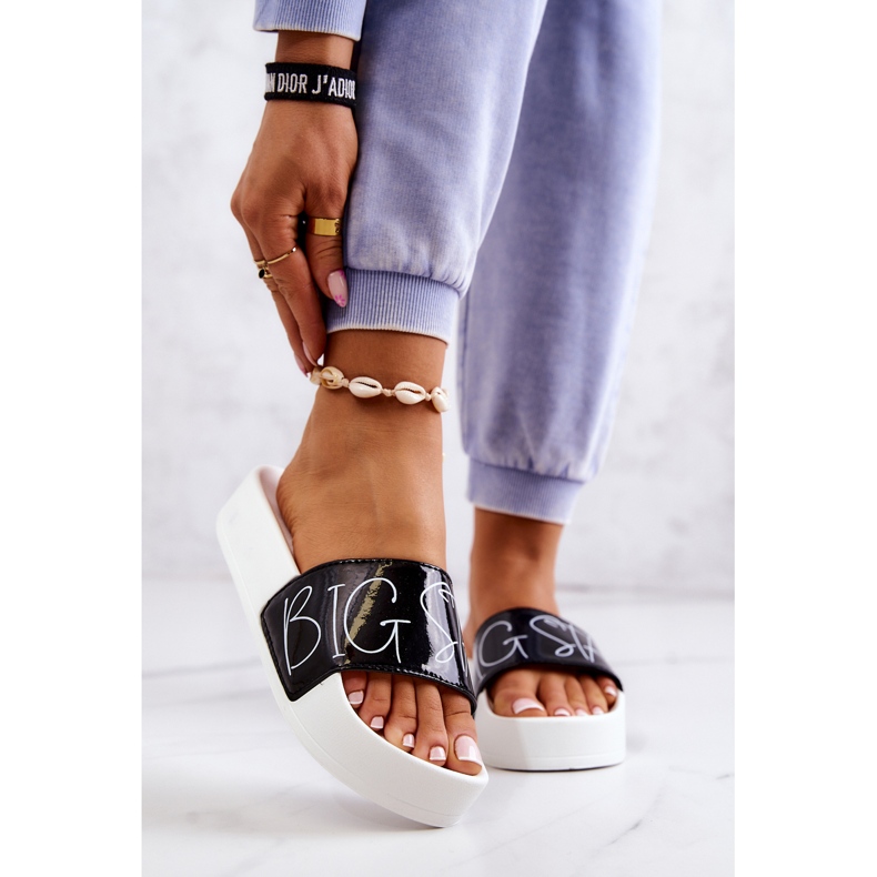 Gummitofflor för kvinnor Big Star JJ274A276 Vit och svart 1