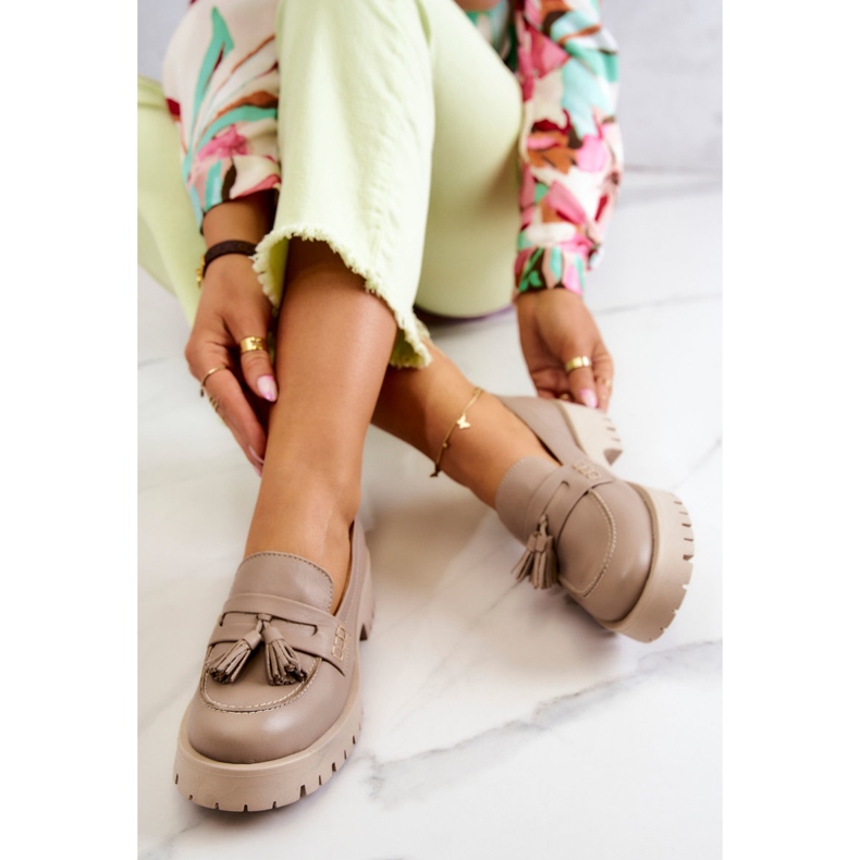 Skinnskor dam Fringes Maciejka 05497-04 Beige 1