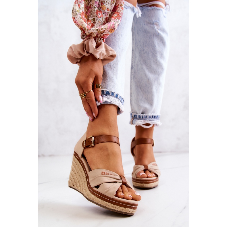 Damsandaler On Wedge Big Star JJ274939 Beige brun 2