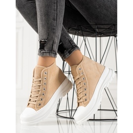 Sweet Shoes Sneakers i hög mocka beige brun 1