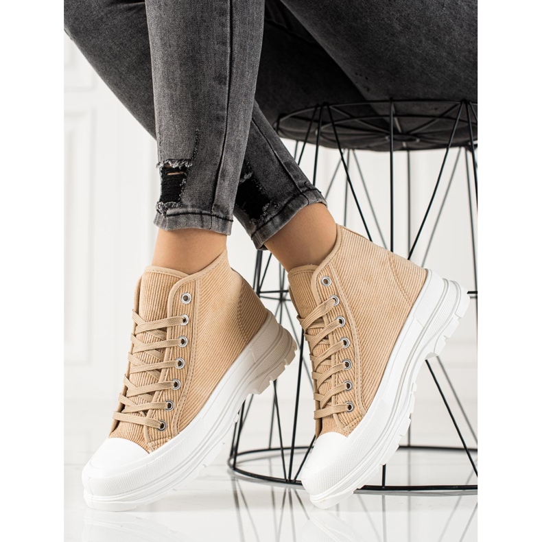 Sweet Shoes Sneakers i hög mocka beige brun 1