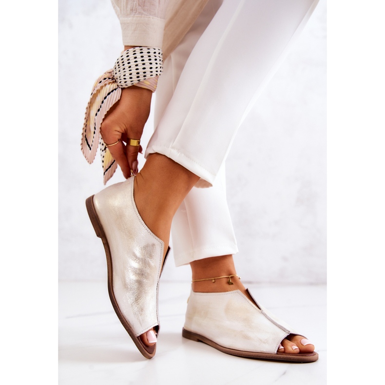 Läderskor med dragkedja Nicole 2718/004 White and Gold vit 2