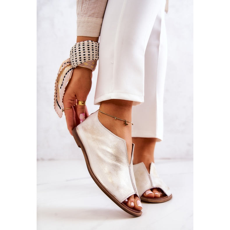 Läderskor med dragkedja Nicole 2718/004 White and Gold vit 1