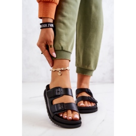 S.Barski Svarta Corina gummitofflor med spänne 1