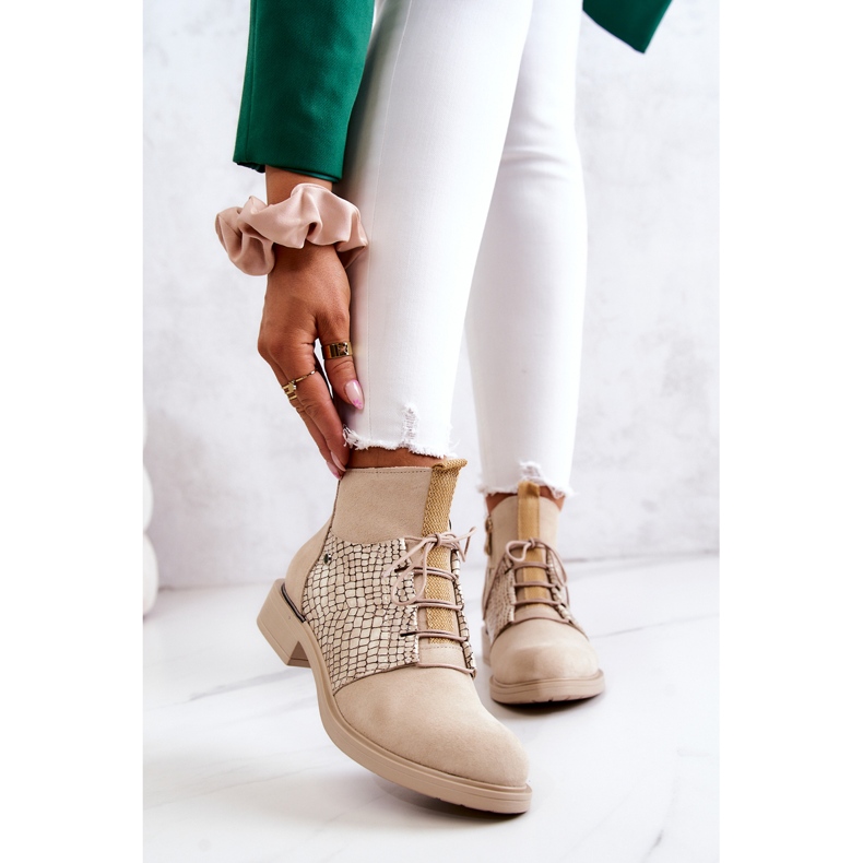 Lemar Stövlar i mocka för kvinnor med ormmönster ljusbeige Sonroe 1