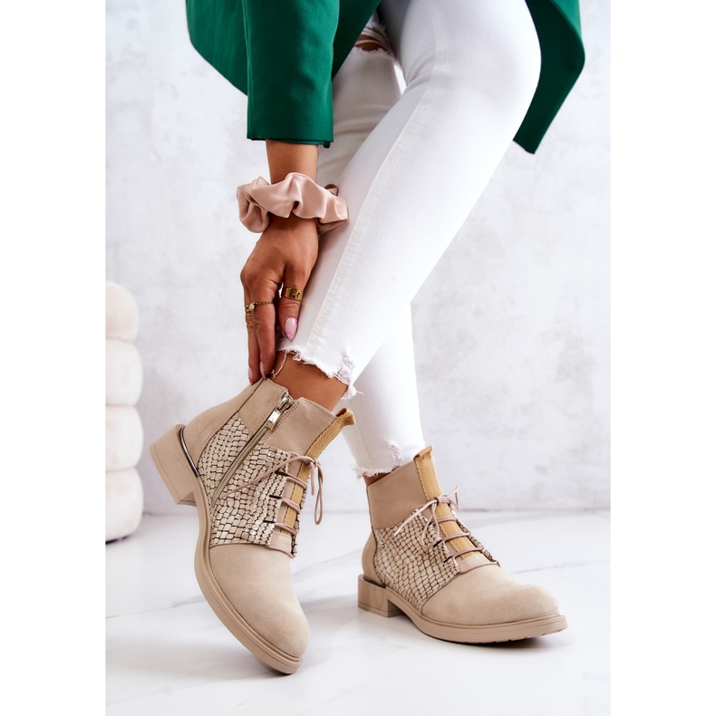 Lemar Stövlar i mocka för kvinnor med ormmönster ljusbeige Sonroe 2