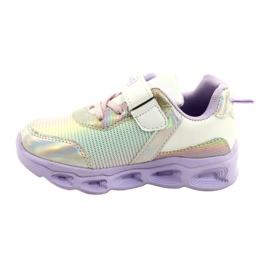 NEWS ADI Sportskor LED Glödande kardborreband Nyheter 22DZ32-4837 Lilac-White purpur rosa silver 1