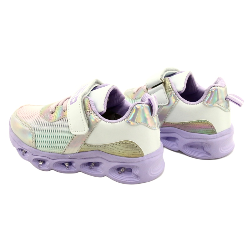 NEWS ADI Sportskor LED Glödande kardborreband Nyheter 22DZ32-4837 Lilac-White purpur rosa silver 4