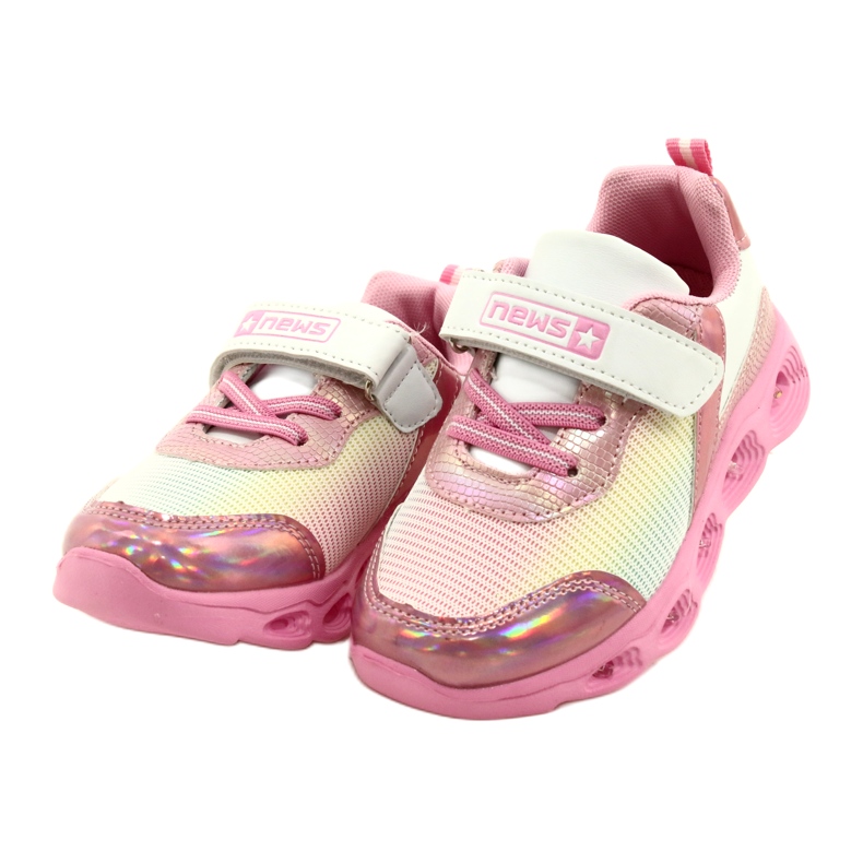 NEWS ADI Sportskor LED Glödande kardborreband Nyheter 22DZ32-4837 Rosa / Vit 2
