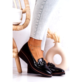 Vinceza Lackläder Wedge Skor Svarta Melodier 1