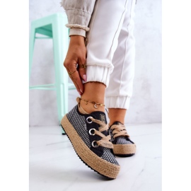 Flätade sneakers för damer Big Star JJ274393 Svart beige 1