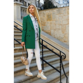 Skor på den massiva sulan Nicole 2701/004 Vit och guld beige gyllene 1