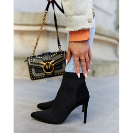 S.Barski Kvinnors stövlar med en strumpa på en hög klack svart i natt 2