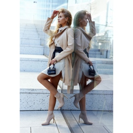 S.Barski Ankelboots för kvinnor med högklackad strumpa Beige Last Night 2