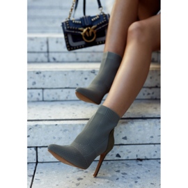 S.Barski Kvinnors stövlar med en strumpa på en högklackad kaki i går kväll brun grön 2