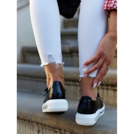 S.Barski Sneakers i läder för kvinnor med svart Carrey-dekoration 2