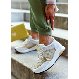 Vinceza Fashionabla sportskor dam sneakers vit och guld Danielle 2