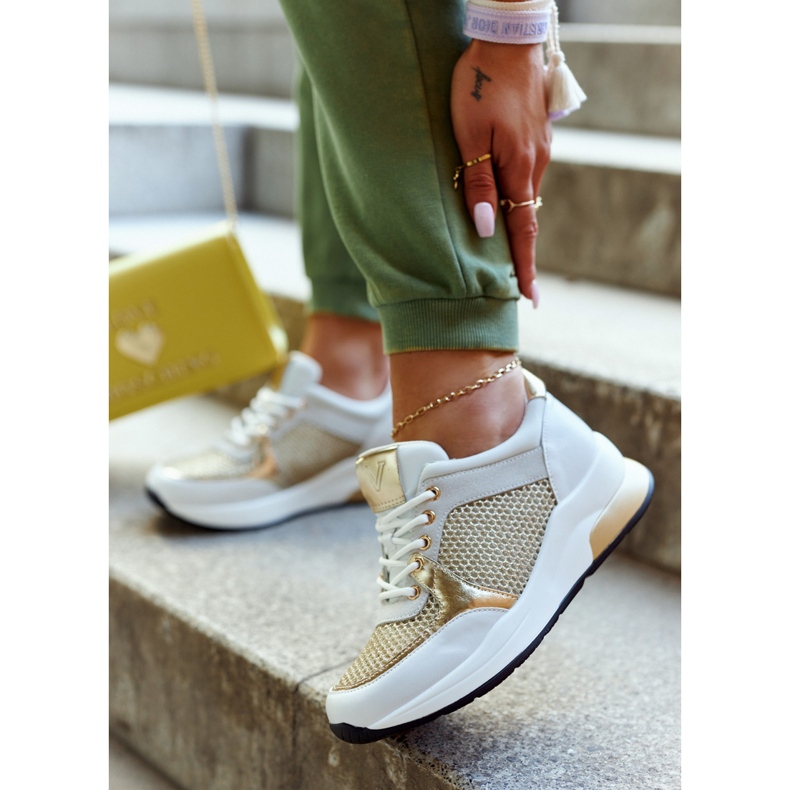 Vinceza Fashionabla sportskor dam sneakers vit och guld Danielle 2