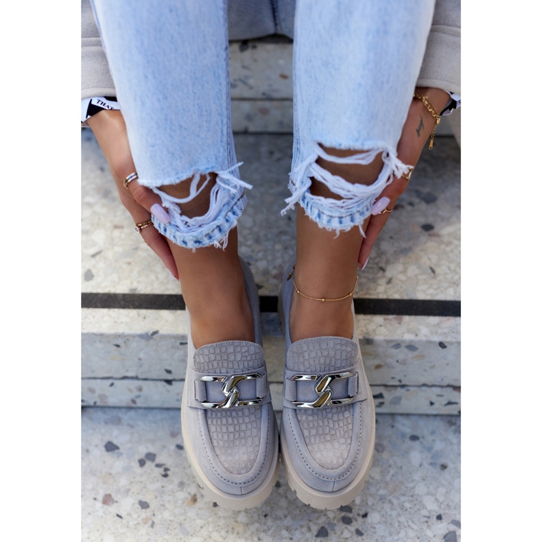 La.Fi Fashionabla mocka Loafers Ljusgrå Rayhan 1