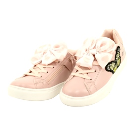 Rosa Sneakers med rosett och fjäril American Club ES64 2