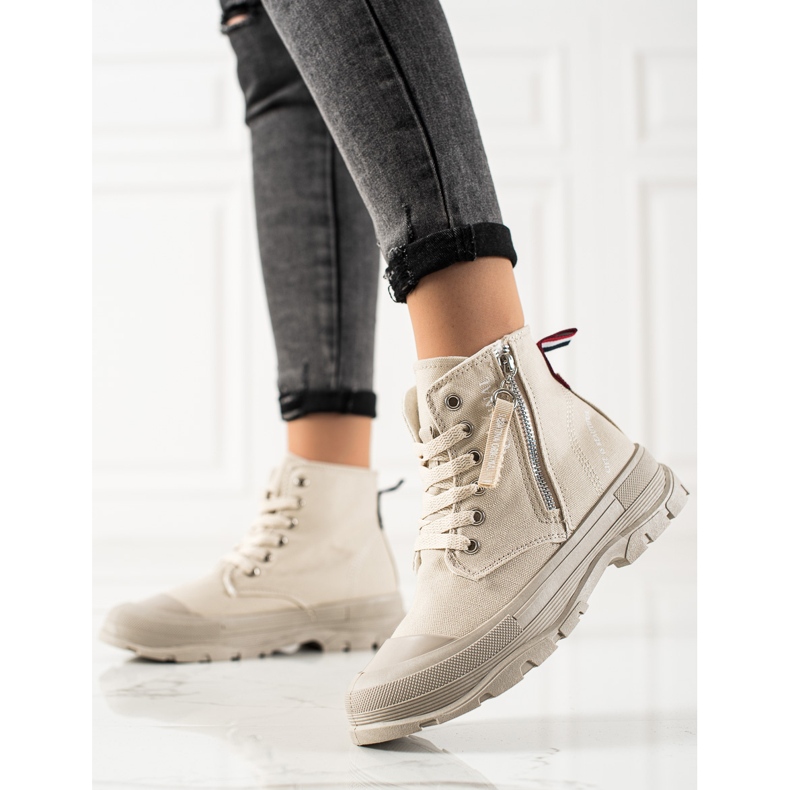 Sabatina Sneakers med dragkedja beige 2