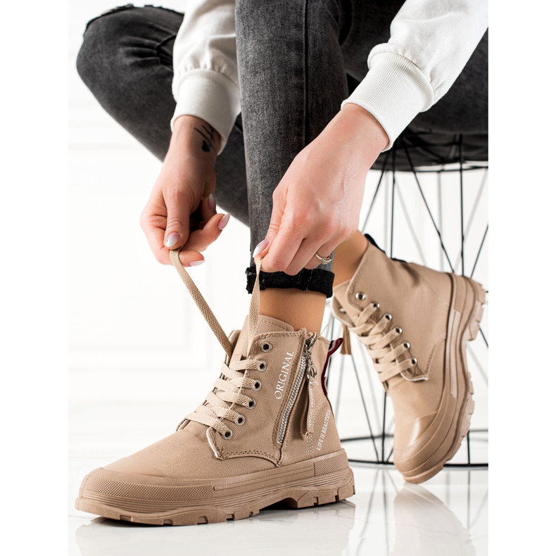 Sabatina Sneakers med dragkedja beige 1