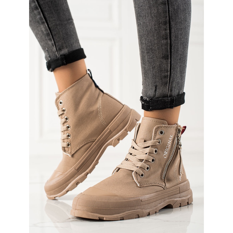 Sabatina Sneakers med dragkedja beige 2