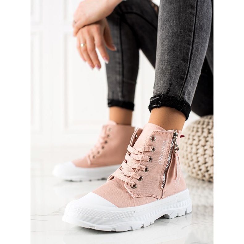 Sabatina Sneakers med dragkedja rosa 1