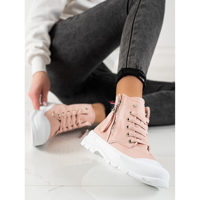 Sabatina Sneakers med dragkedja rosa 2