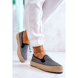 Flätade sneakers för dam Slip On Big Star JJ274395 Svart vit 2
