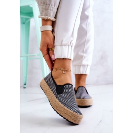 Flätade sneakers för dam Slip On Big Star JJ274395 Svart vit 1
