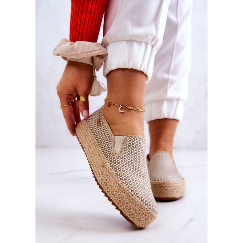 Flätade sneakers för dam Slip On Big Star JJ274394 Beige 1