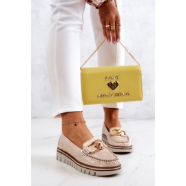 Lemar Kvinnors läder loafers på Golden Venesia-plattformen gyllene 2