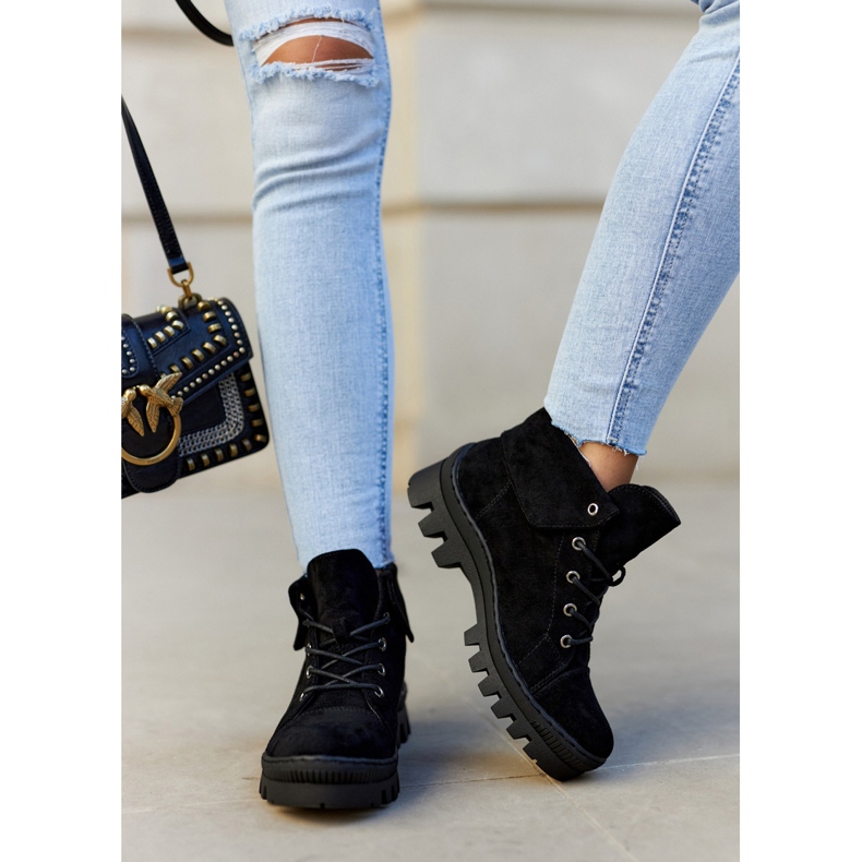 S.Barski Mockastövlar Tied Black Dalles svart 2