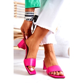 FJ1 Lädertofflor på hälen Rosa Netty 3