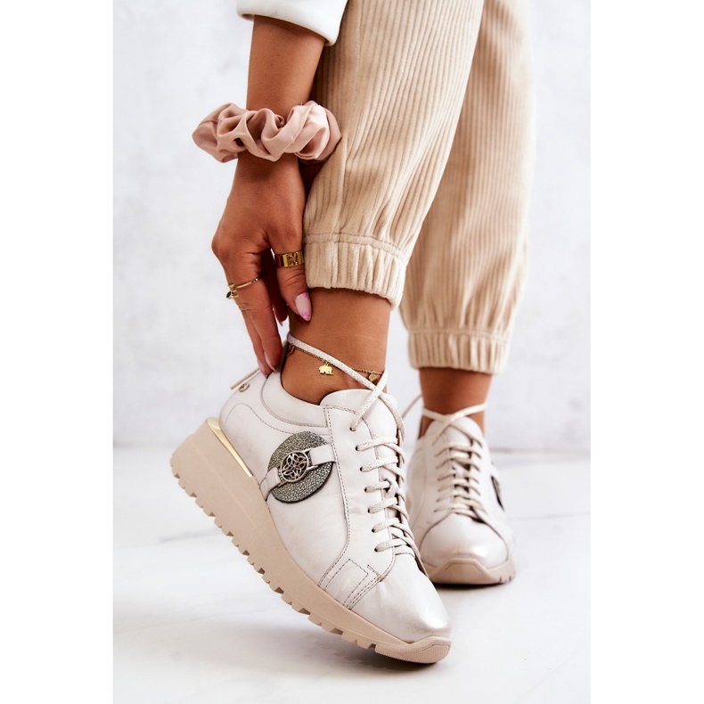 Läder Sportskor På Wedge Maciejka 05492-04 Beige 1