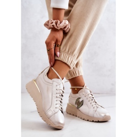 Läder Sportskor På Wedge Maciejka 05492-04 Beige 2