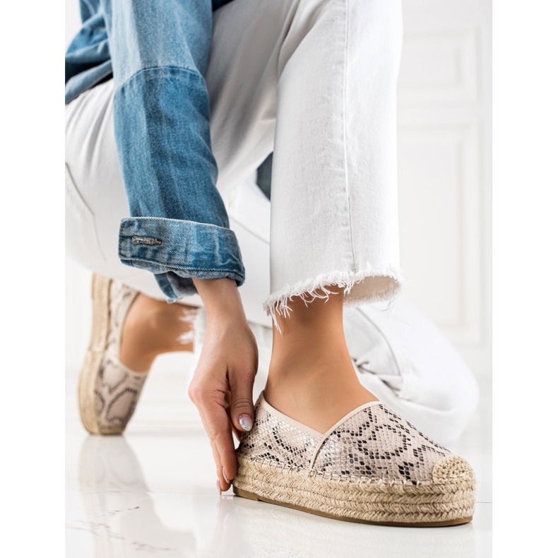 Bestelle Espadriller På Snake Print Platform beige 2