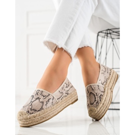 Bestelle Espadriller På Snake Print Platform beige 1