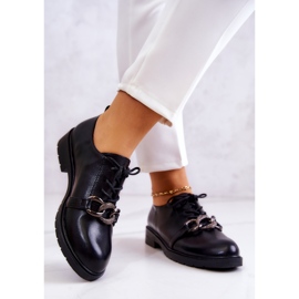 S.Barski Läderskor bundna med en svart larosa-prydnad 2