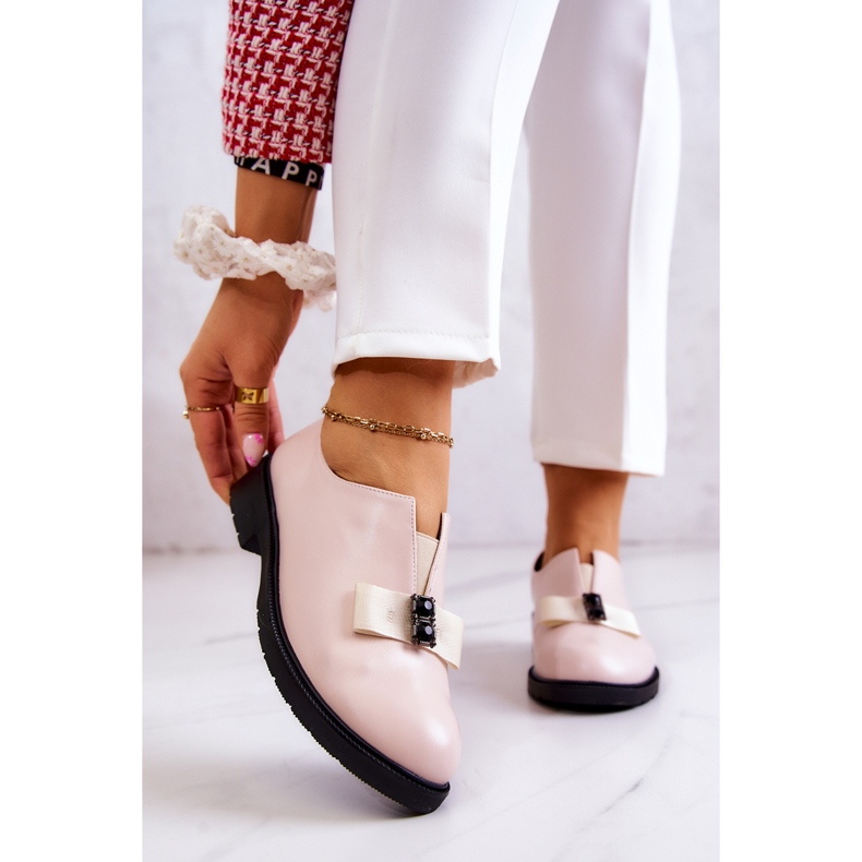 S.Barski Dambrogues Slip On Med Beige Janelle Dekoration rosa 1