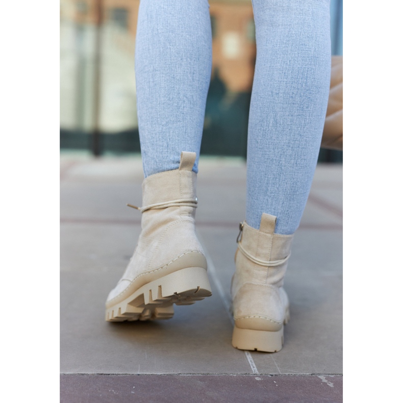 S.Barski Stövlar i mocka med ljusgrå Laydensömmar beige 2