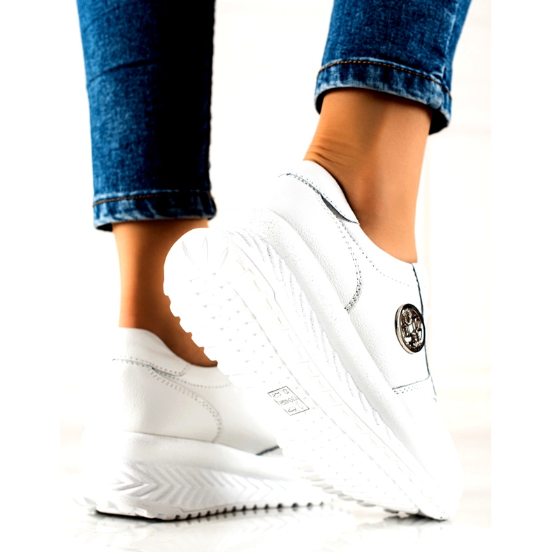 Damsportskor bundna Filippo DP3547 / 22 WH White vit silver- 3