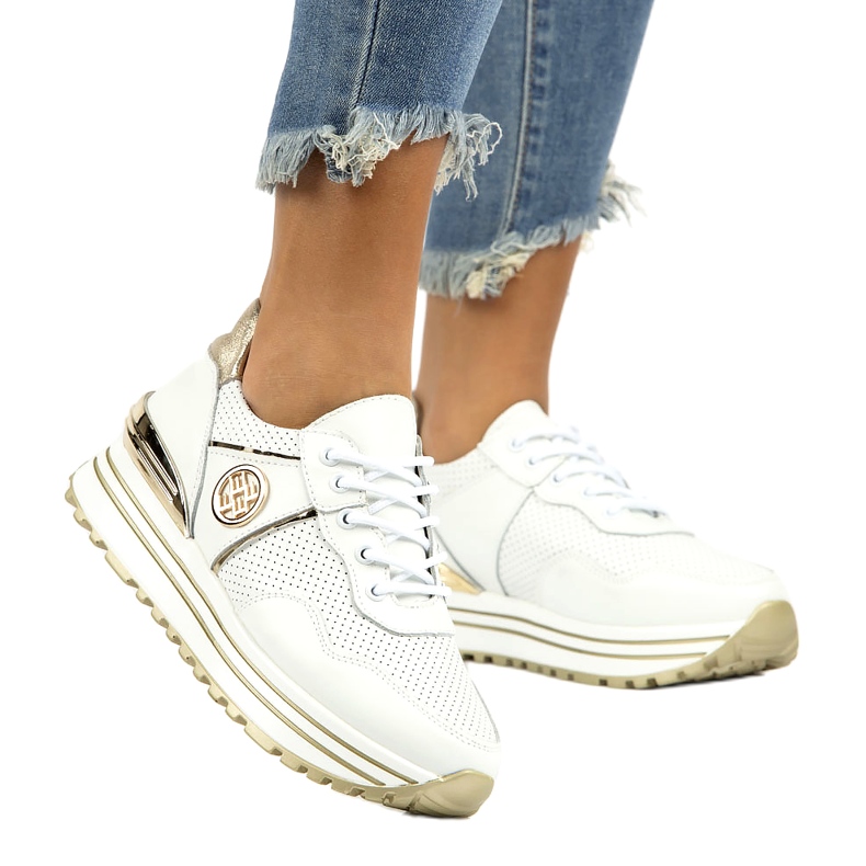 Läder Sneakers Filippo DP3538 / 22 WH vit 3