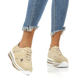 Sneakers i mocka i läder Filippo DP2004 / 21 BE beige gyllene 3